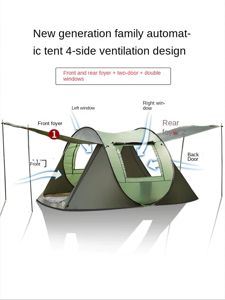 Cheap Goat Tents Outdoor Camping 3 4 People Automatic Outdoor Tent Camping Rainproof Tent  Throwing Tent Building Free Easy to Put up Tent   